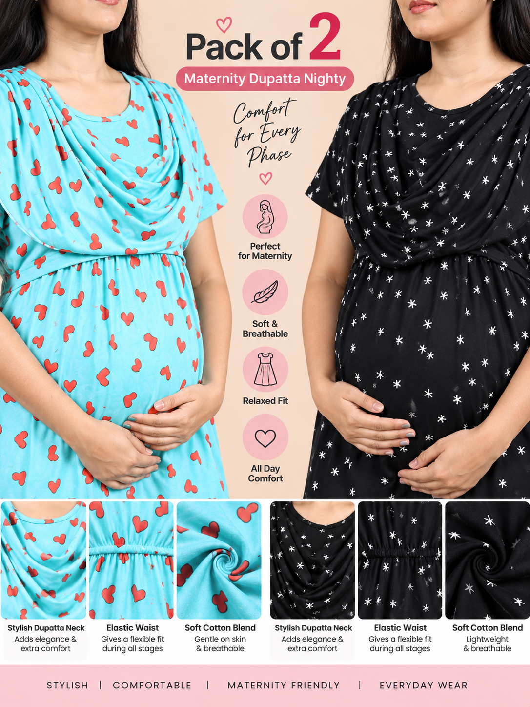 Zipless Maternity Duppata Combo 4