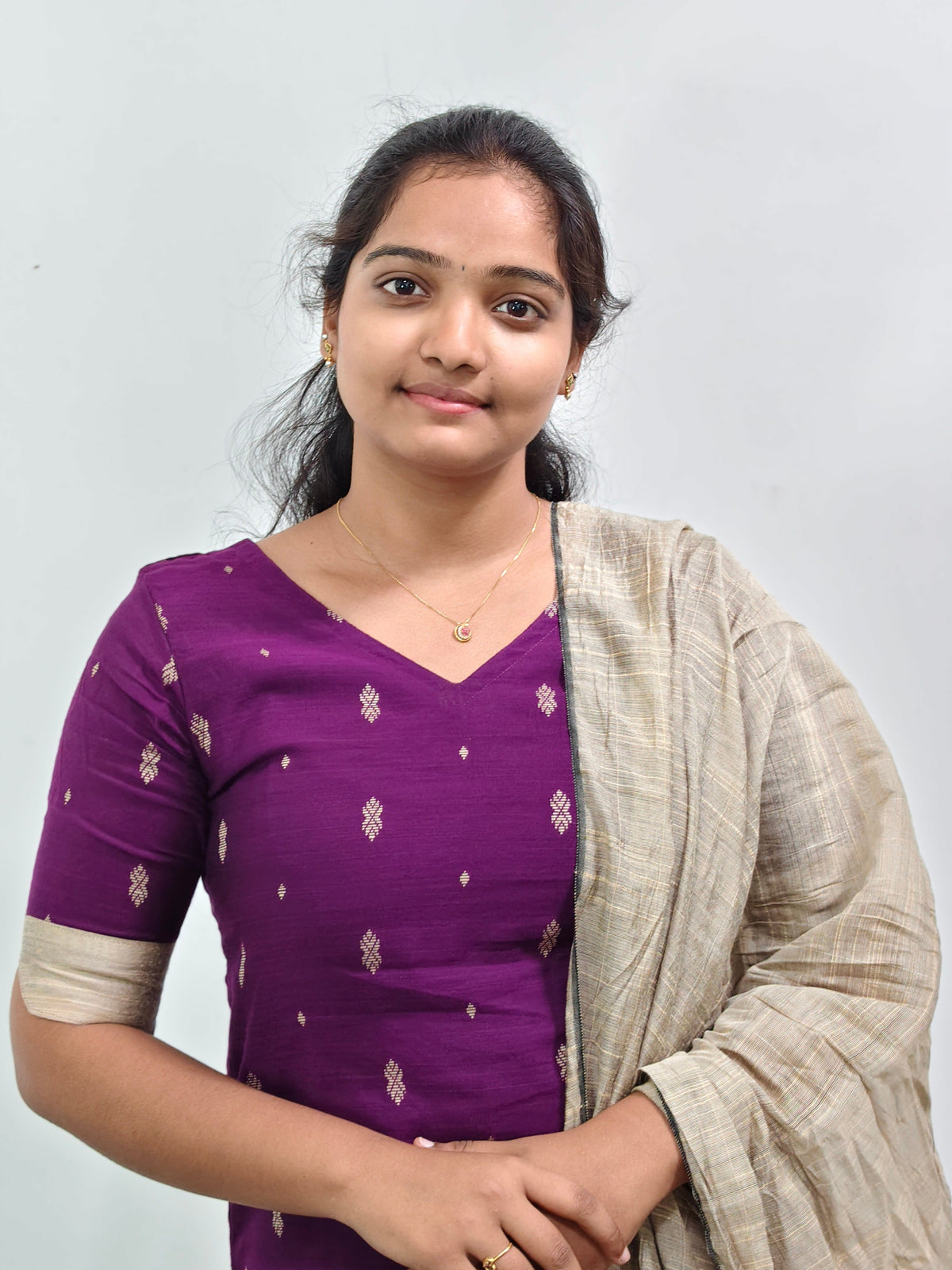 Raw Silk Kurta Set with Dupatta - Deep Purple