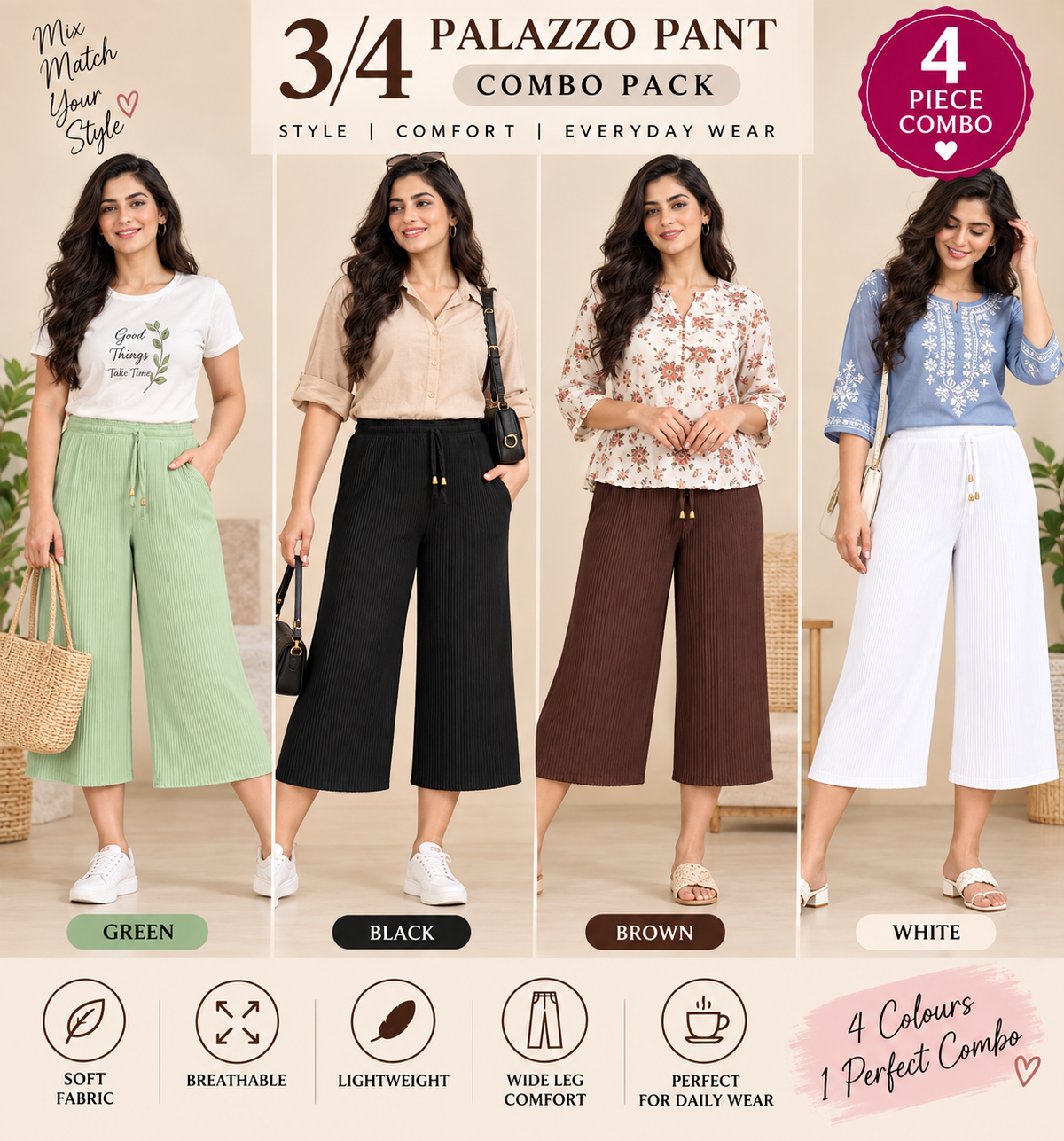 3/4 Palazzo Combo 5