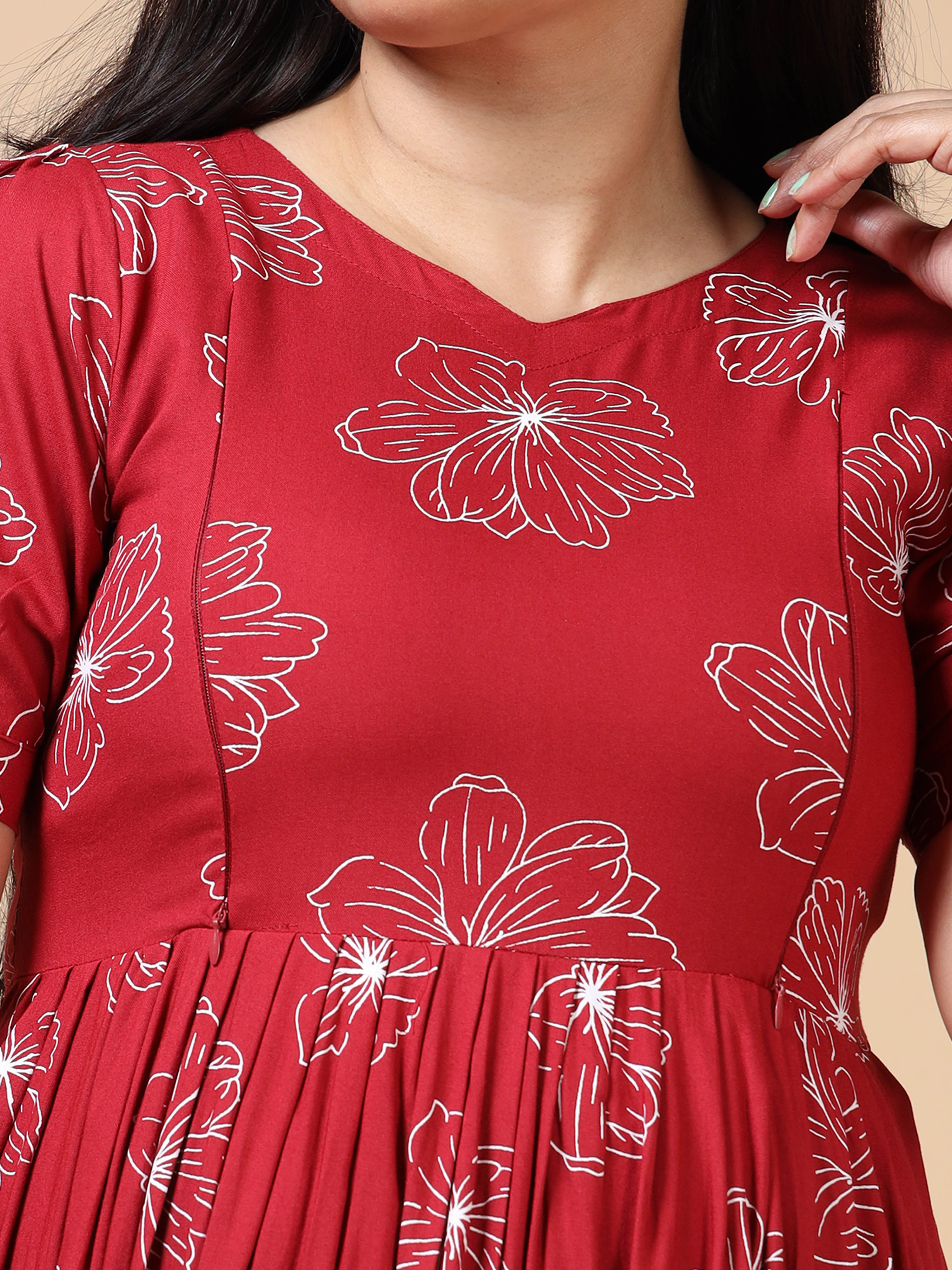 Dual Side Invisible Zip Maternity & Nursing Kurti (iv)