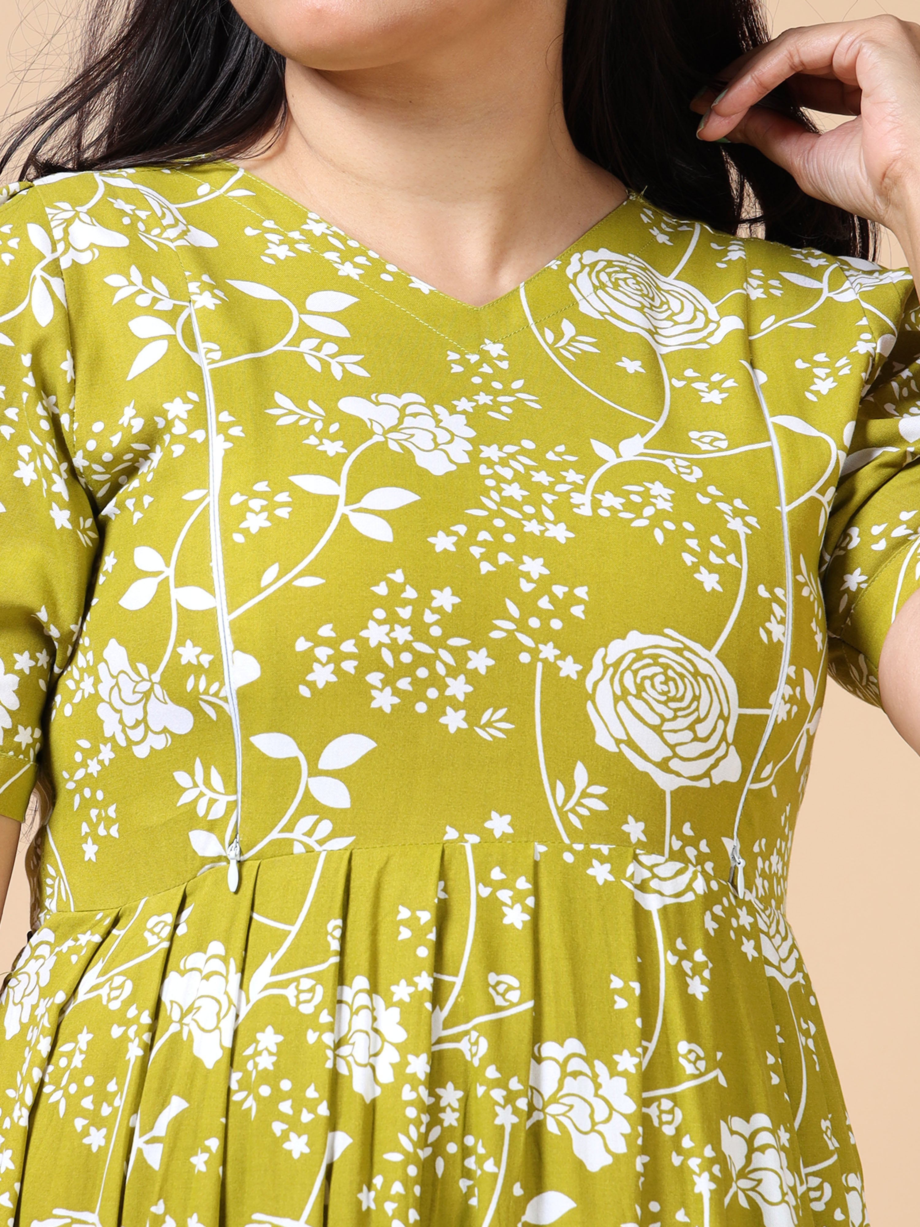Dual Side Invisible Zip Maternity & Nursing Kurti (v)