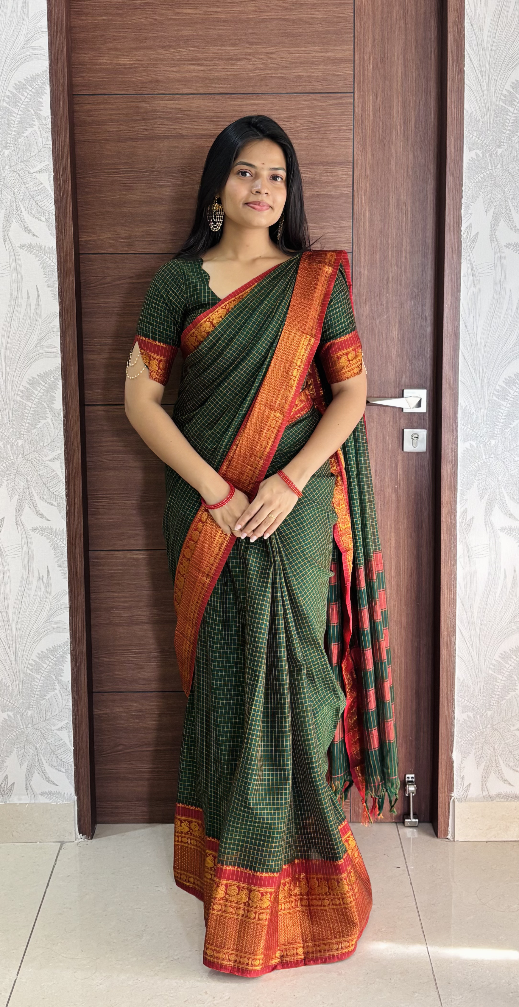 Bottle Green Narayanpet Saree