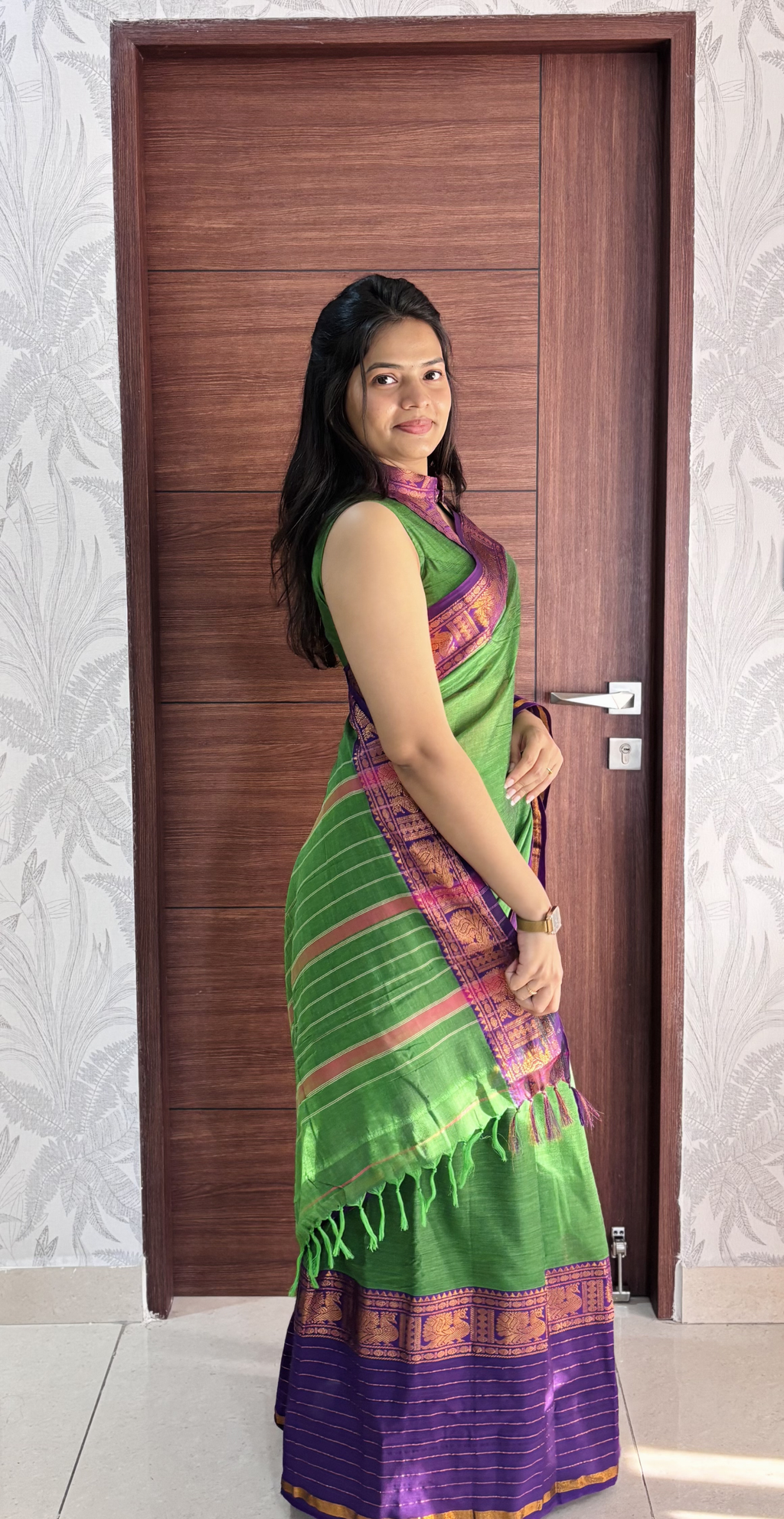 Parrot Green Narayanpet Saree
