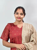 Raw Silk Kurta Set with Dupatta - Maroon