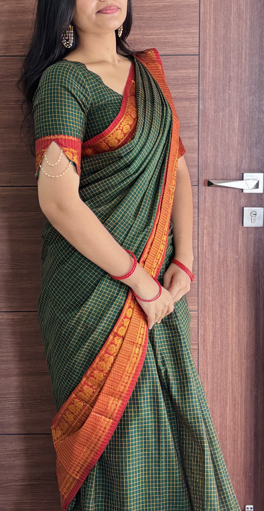 Bottle Green Narayanpet Saree