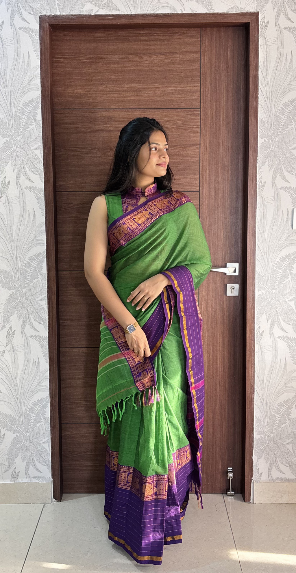 Parrot Green Narayanpet Saree