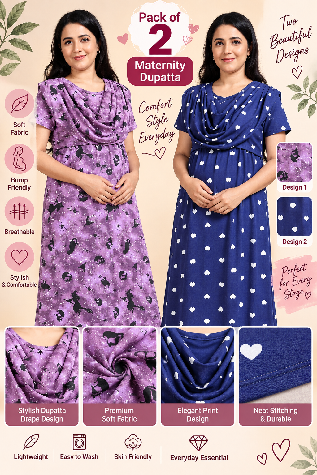 Zipless Maternity Duppata Combo 5