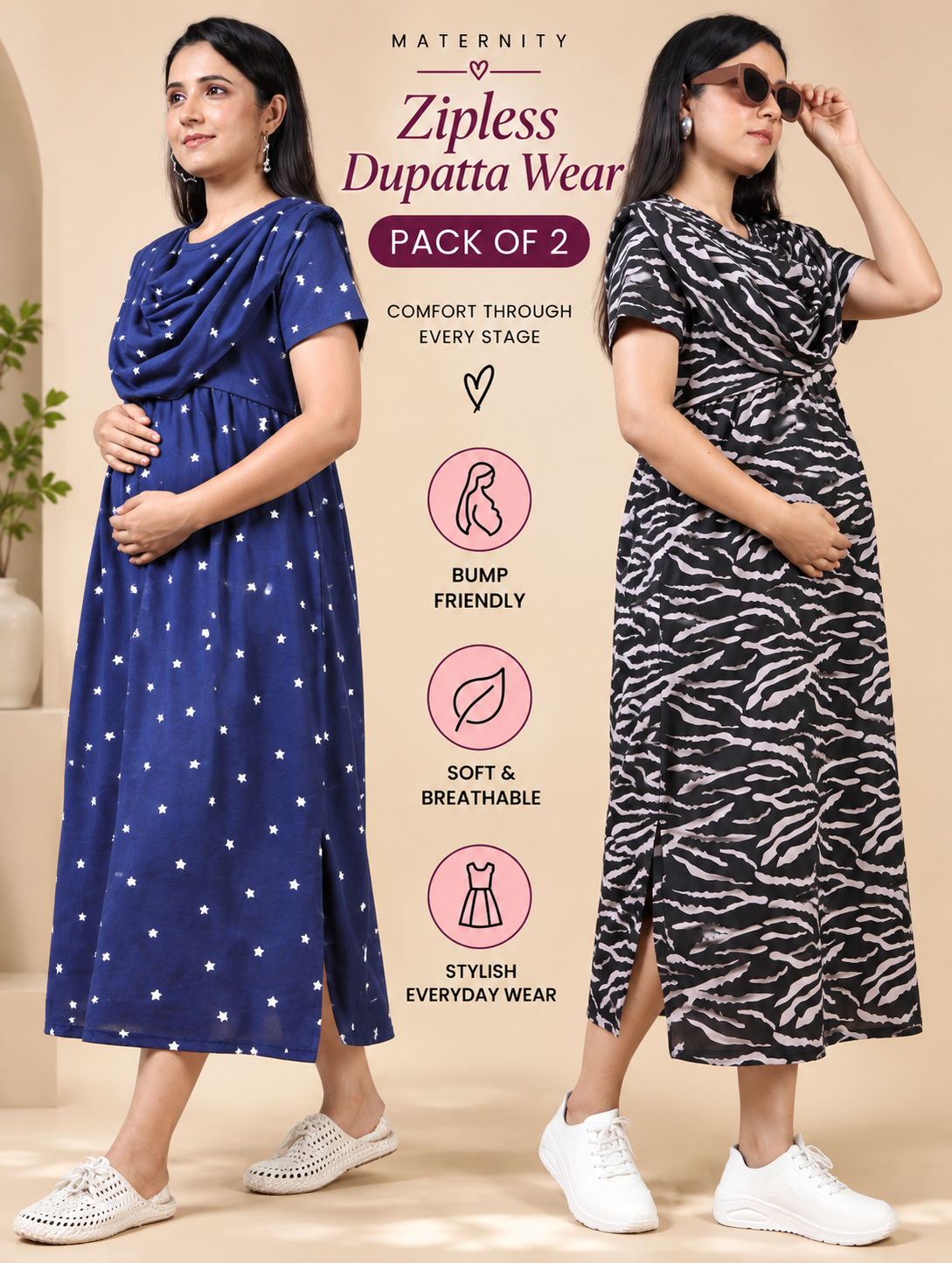 Zipless Maternity Duppata Combo 2