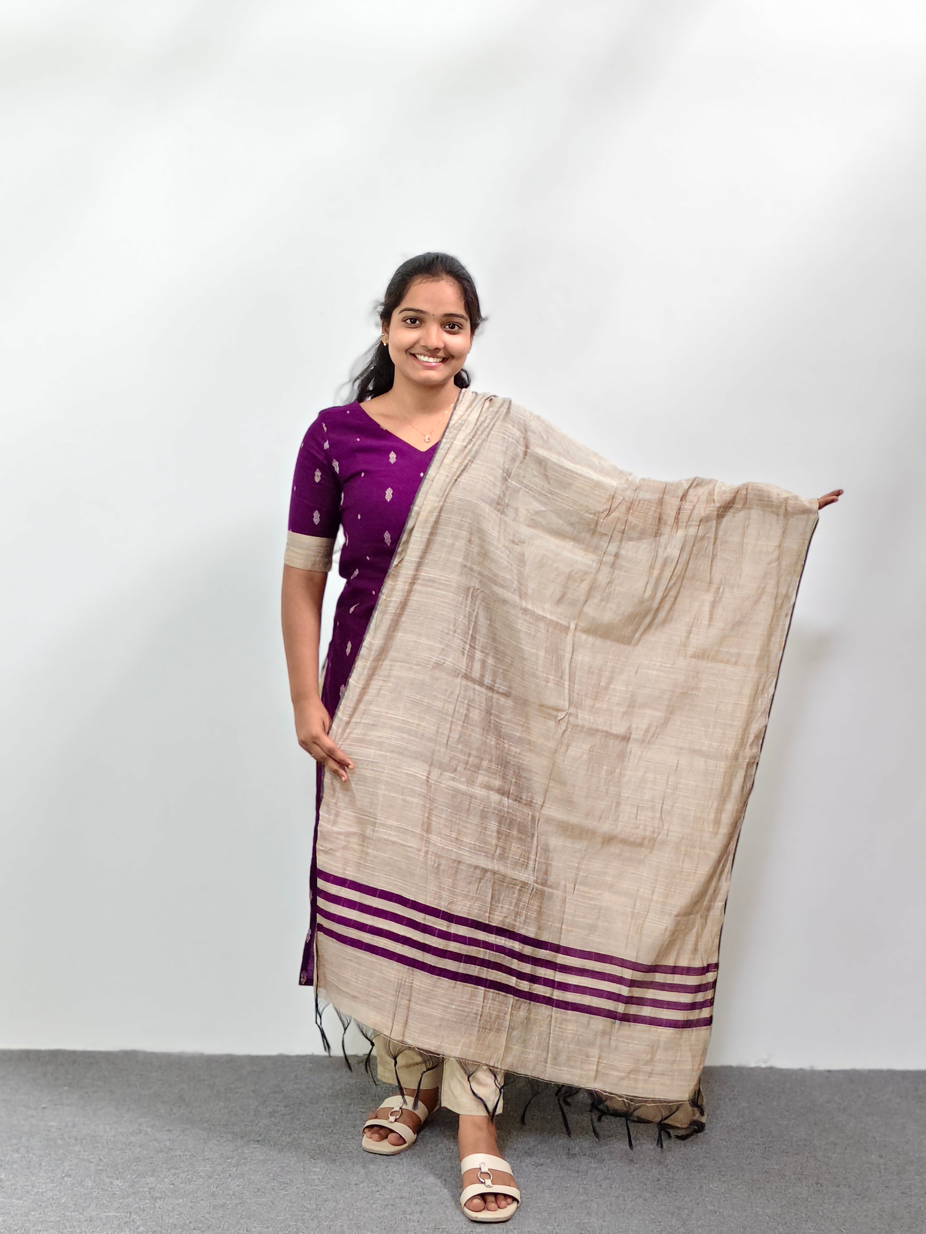 Raw Silk Kurta Set with Dupatta - Deep Purple