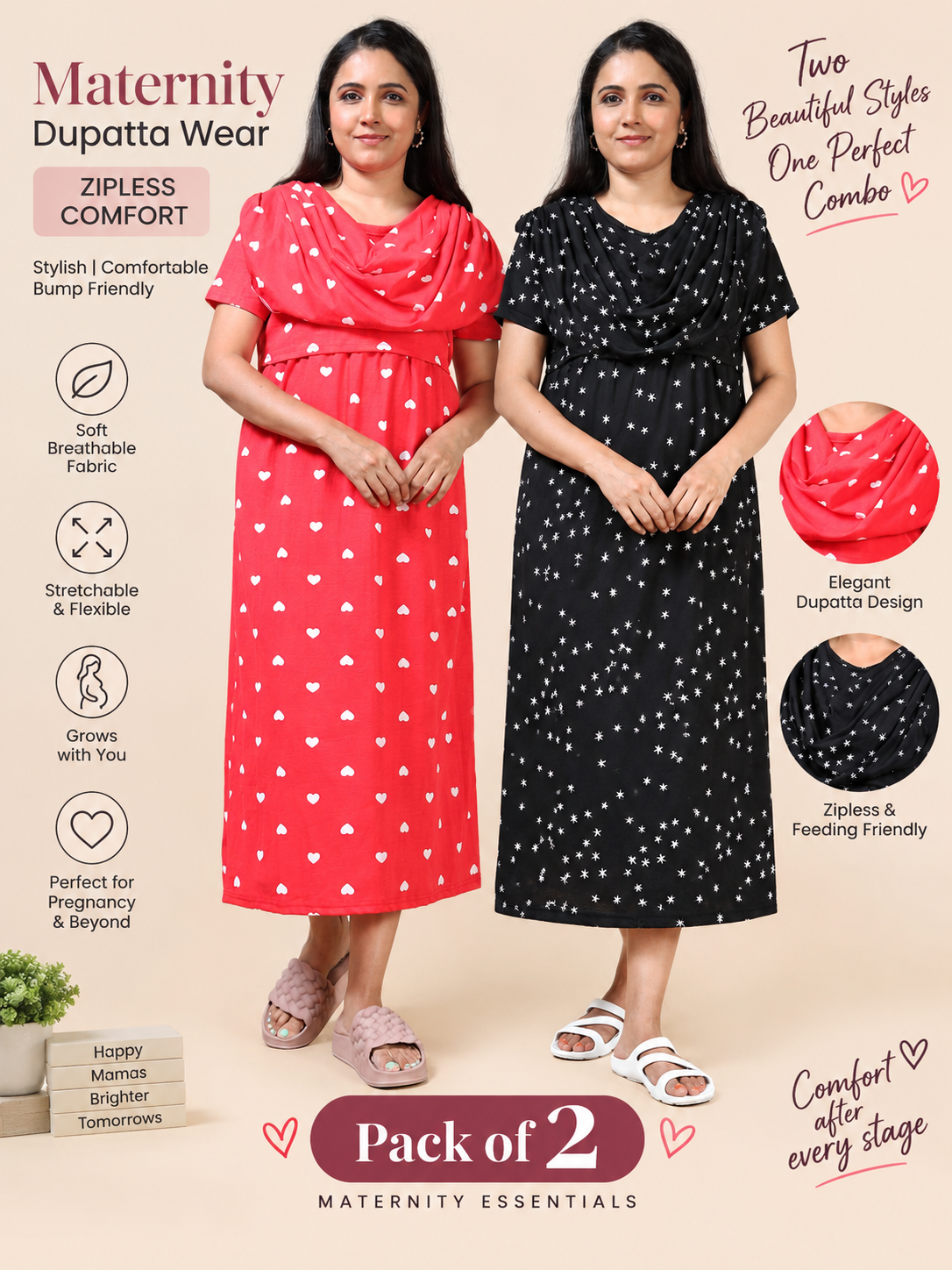 Zipless Maternity Duppata Combo 1
