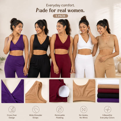 Women’s Soft Sleeping Bra – (Pack of 5)