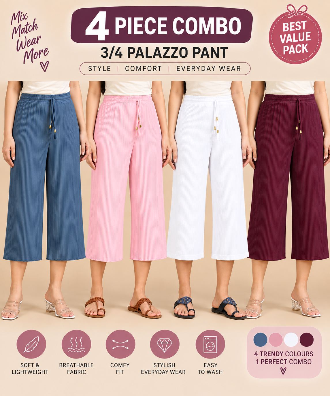 3/4 Palazzo Combo 4