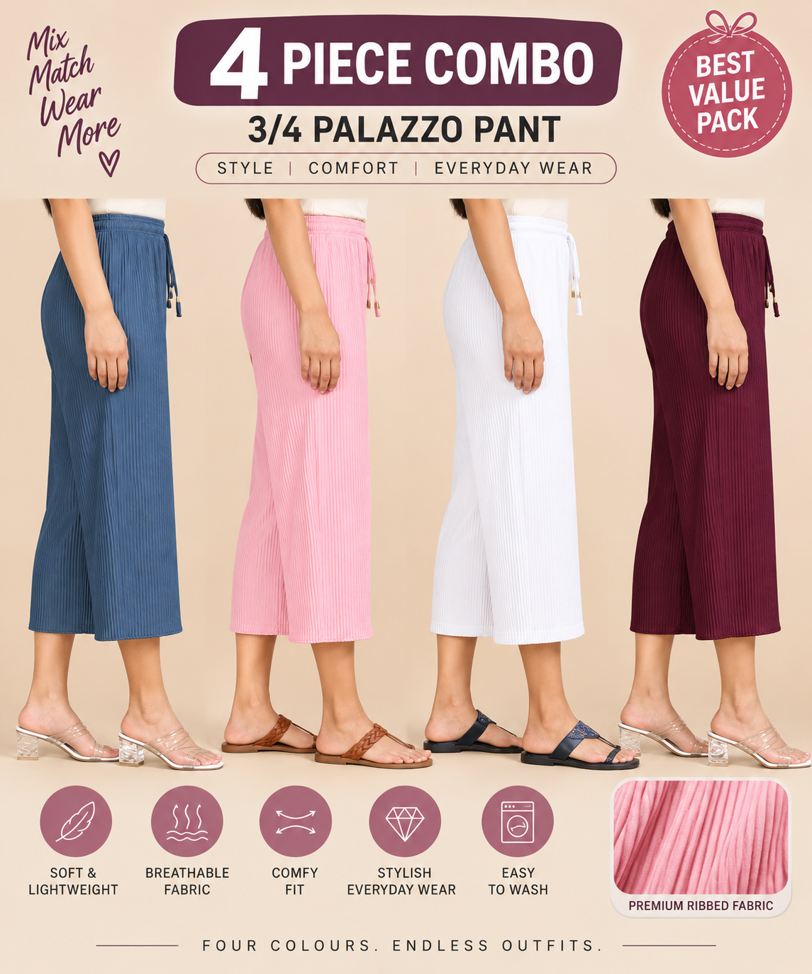 3/4 Palazzo Combo 4