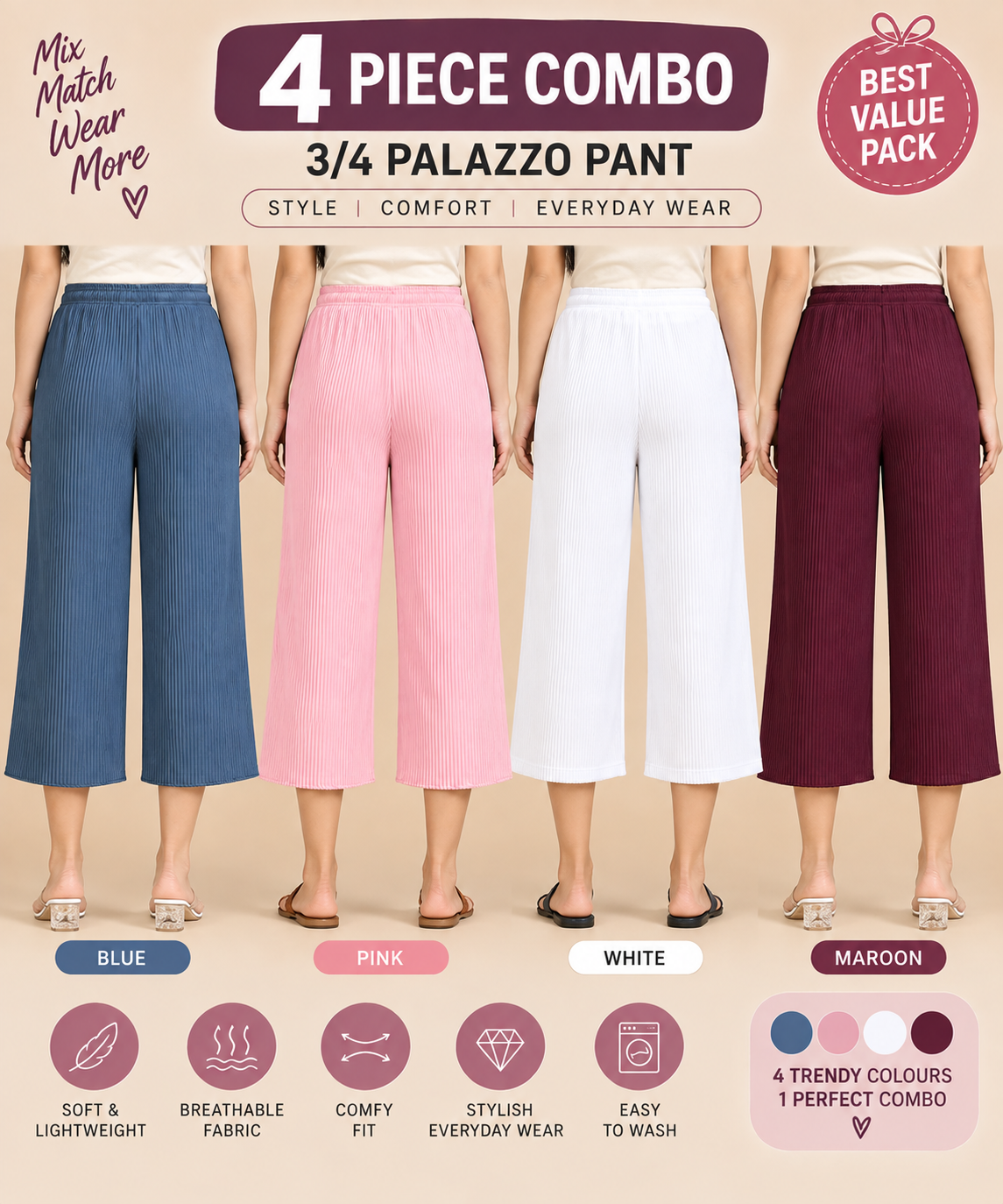 3/4 Palazzo Combo 4