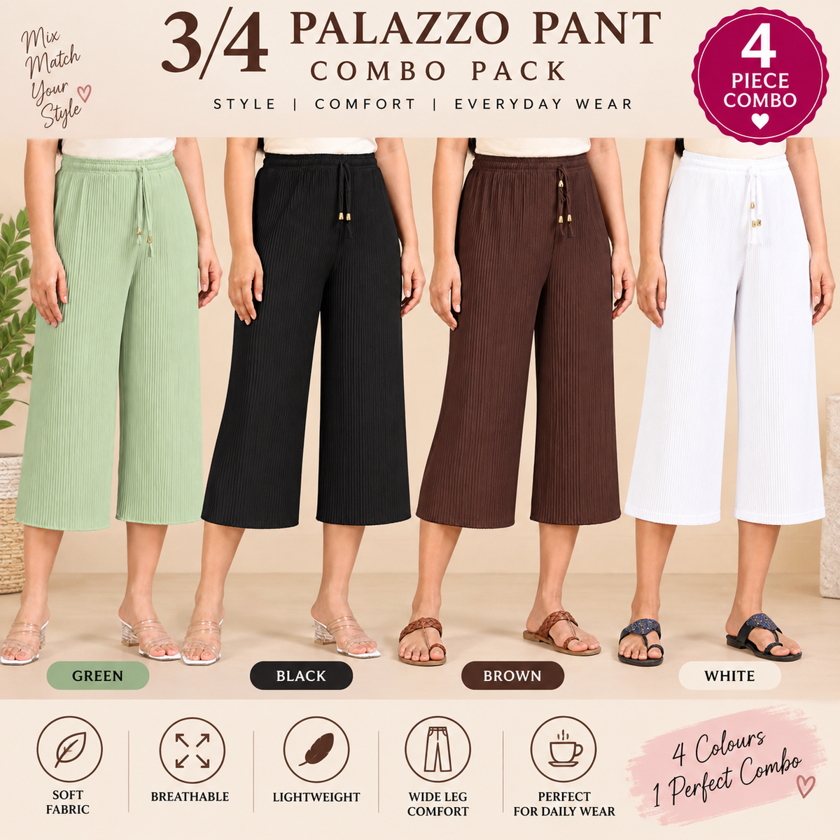 3/4 Palazzo Combo 5