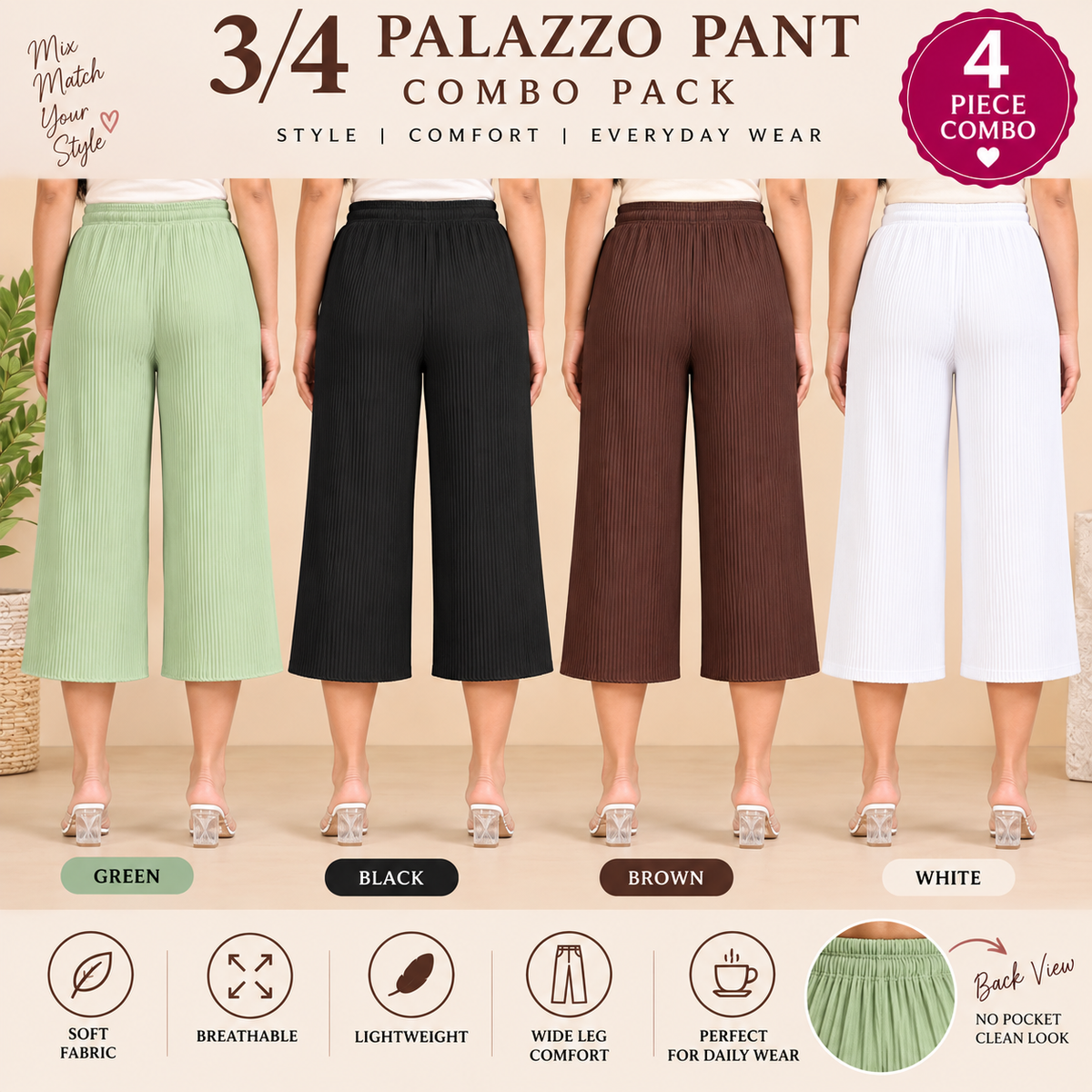 3/4 Palazzo Combo 5